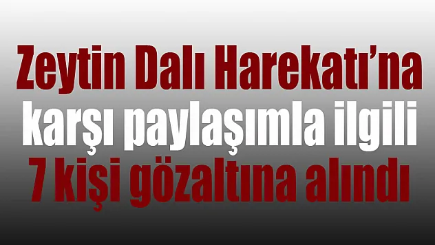 Samsun'da Zeytin Dalı Harekatı'na karşı paylaşımla ilgili 7 kişi gözaltına alındı