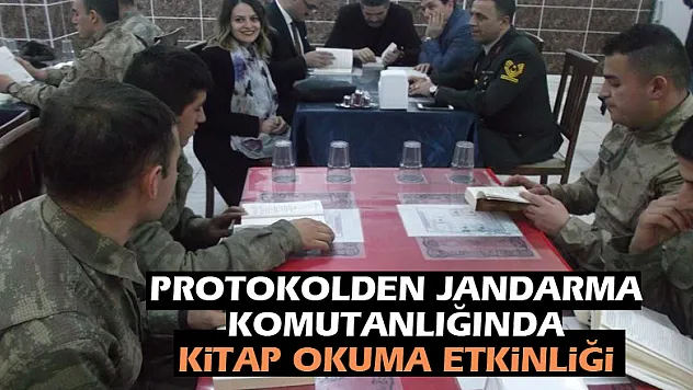 Protokolden Jandarma Komutanlığında kitap okuma etkinliği