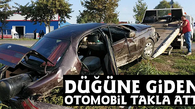 Düğüne giden otomobil takla attı: 3 yaralı