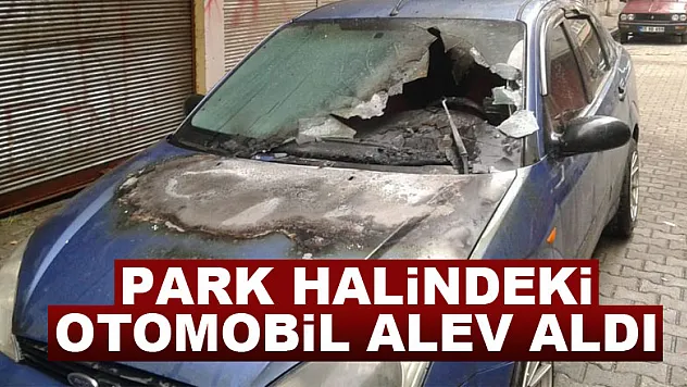 Park halindeki otomobil alev aldı