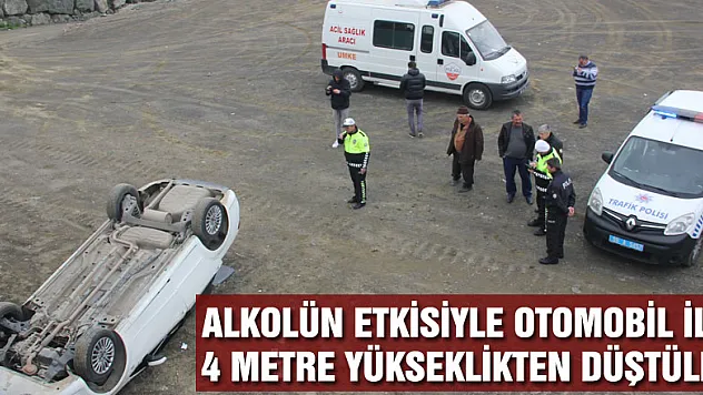 Alkolün etkisiyle otomobil ile 4 metre yükseklikten düştüler