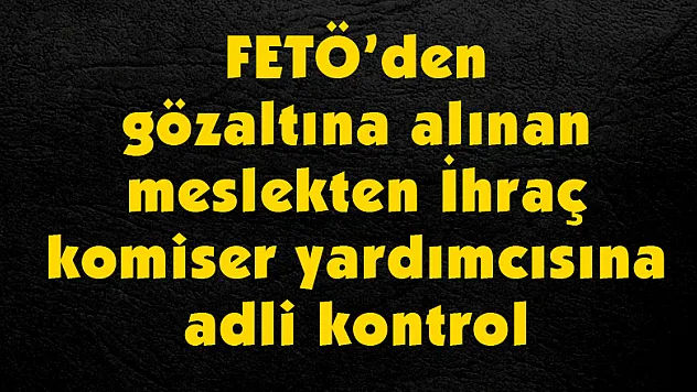  FETÖ'den gözaltına alınan meslekten ihraç komiser yardımcısına adli kontrol 