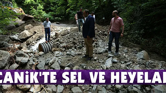 Canik'te sel ve heyelan