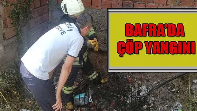 Bafra'da çöp yangını   