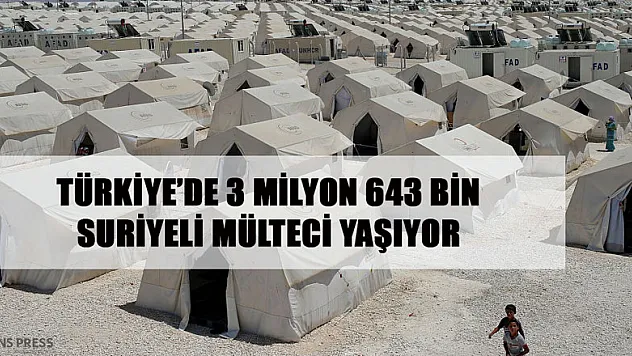 TÜRKİYE'DE 3 MİLYON 643 BİN SURİYELİ MÜLTECİ YAŞIYOR