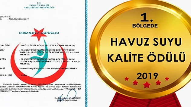 OMÜ Olimpik Yüzme Havuzuna 'Temiz Havuz Sertifikası' Ödülü