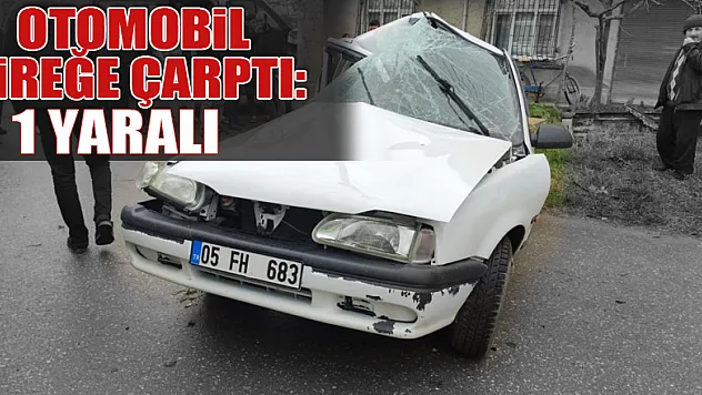 Otomobil direğe çarptı: 1 Yaralı