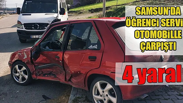 Samsun'da öğrenci servisi otomobille çarpıştı: 4 yaralı