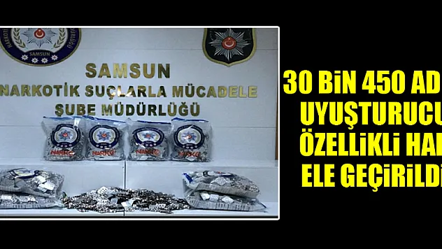 Samsun'da 30 bin 450 adet uyuşturucu özellikli hap ele geçirildi