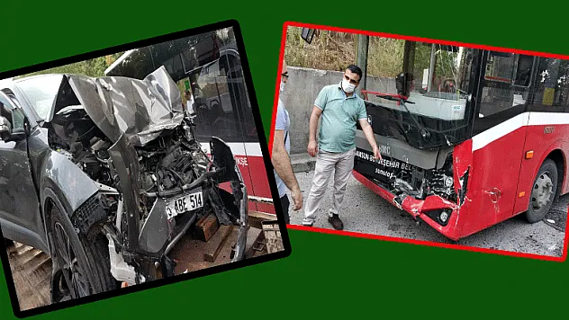 Samsun'da belediye otobüsü ile çarpışan otomobilin sürücüsü ağır yaralandı