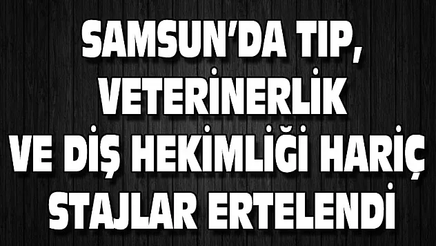 Samsun'da tıp, veterinerlik ve diş hekimliği hariç stajlar ertelendi