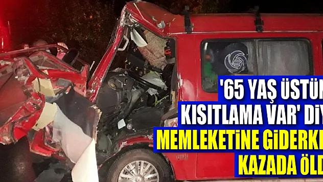 '65 yaş üstüne kısıtlama var' diye memleketine giderken kazada öldü