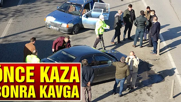 Maddi hasarlı kaza sonrası taraftar birbirine girdi: 4 yaralı