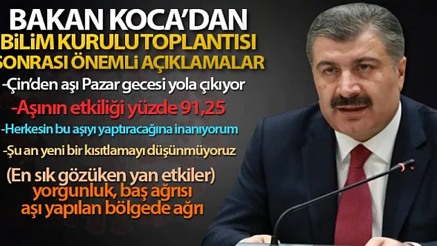 'Çin'den aşı Pazar gecesi yola çıkıyor'