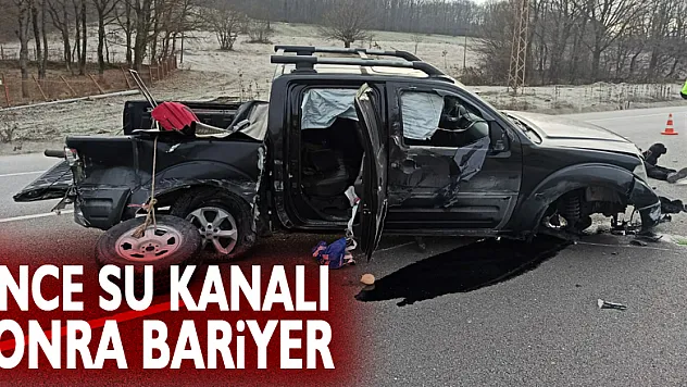 Samsun'da kamyonet su kanalına girip bariyere çarptı: 2 yaralı
