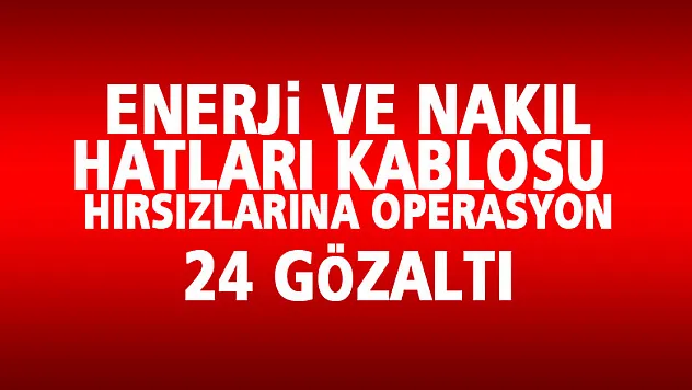 Jandarmadan enerji ve nakil hatları kablosu hırsızlarına operasyon: 24 gözaltı