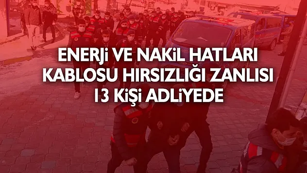 20 milyonluk enerji ve nakil hatları kablosu hırsızlığı zanlısı 13 kişi adliyede
