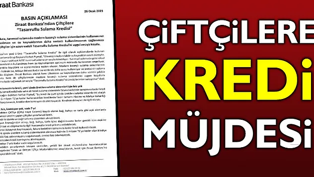 Çiftçilere Kredi Müjdesi