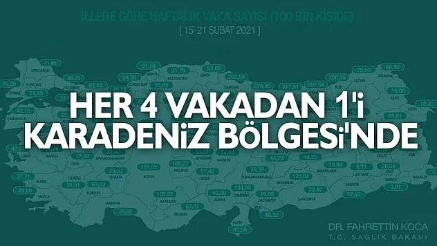 Türkiye'de her 4 vakadan 1'i Karadeniz Bölgesi'nde