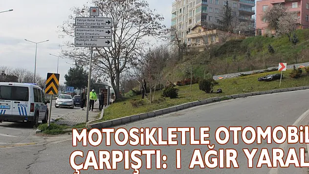 Motosikletle otomobil çarpıştı: 1 ağır yaralı