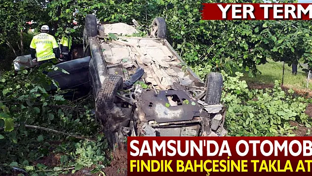 Samsun'da otomobil fındık bahçesine takla attı: 1 yaralı