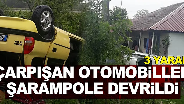 Samsun'da çarpışan otomobiller şarampole devrildi: 3 yaralı 