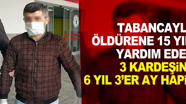 Tabancayla öldürene 15 yıl, yardım eden 3 kardeşine 6 yıl 3'er ay hapis
