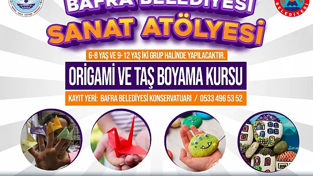 Bafra'da origami ve taş boyama kursu