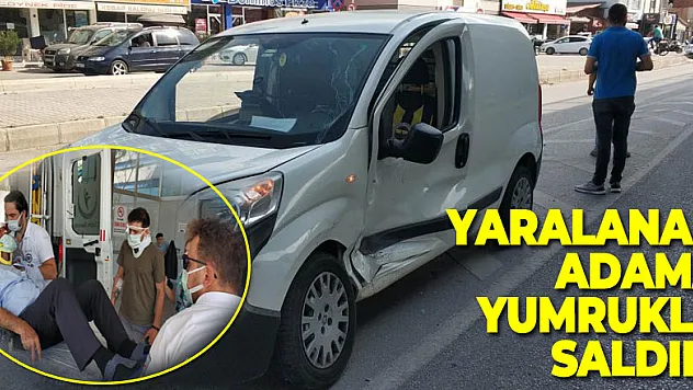 Kazada yaralanan yaşlı adama yumruklu saldırı güvenlik kamerasında