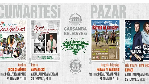 Çarşamba Belediyesi'nden 'Geleneksel Yeşilırmak Şenlikleri'