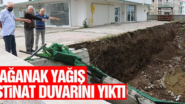 Sağanak yağış 5 katlı apartmanın istinat duvarını yıktı