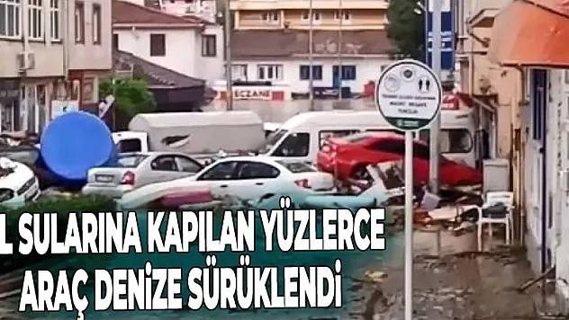 Sel sularına kapılan yüzlerce araç denize sürüklendi