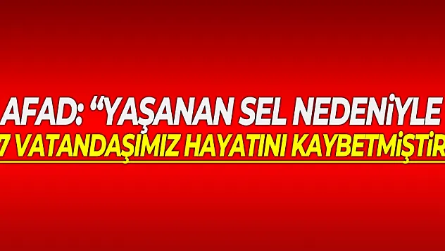 AFAD: 'Yaşanan sel nedeniyle 57 vatandaşımız hayatını kaybetmiştir'