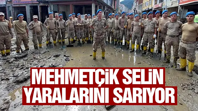 Mehmetçik selin yaralarını sarıyor
