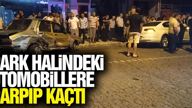 Park halindeki otomobillere çarpıp kaçtı