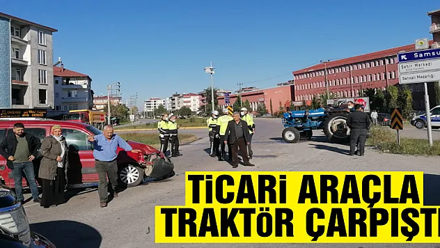 Çarşamba'da hafif ticari araçla çarpışan traktörün sürücüsü ağır yaralandı
