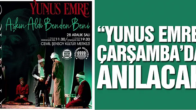 'Yunus Emre' Çarşamba'da anılacak