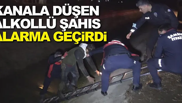 Sulama kanalına düşen alkollü şahıs polisi ve itfaiyeyi alarma geçirdi