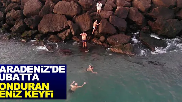 Karadeniz'de şubatta donduran deniz keyfi   