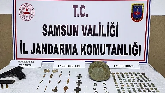 Samsun'da jandarma 136 adet sikke ele geçirdi