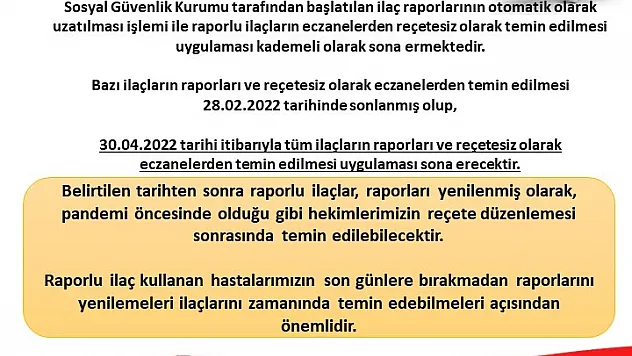 'Pandemide başlatılan reçetesiz ilaç temini 30 Nisan'da sona eriyor'