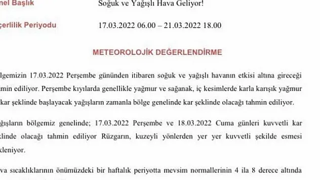  Meteoroloji uyardı, soğuk ve yağışlı havalar geliyor