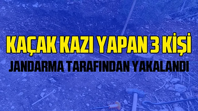 Kaçak kazı yapan 3 kişi jandarma tarafından yakalandı