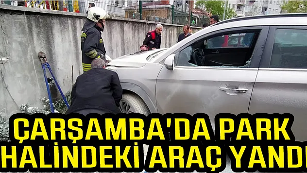 ÇARŞAMBA'DA PARK HALİNDEKİ ARAÇ YANDI