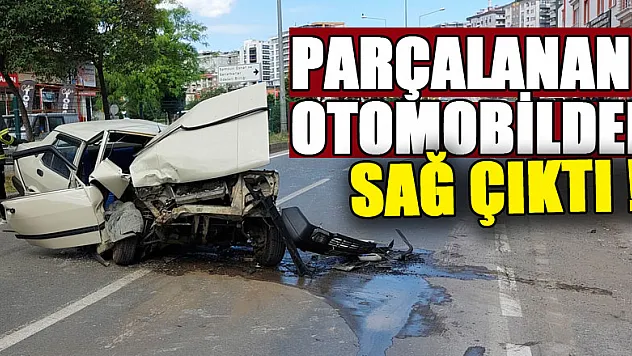 Parçalanan otomobilden sağ çıktı: Kaza anı kamerada