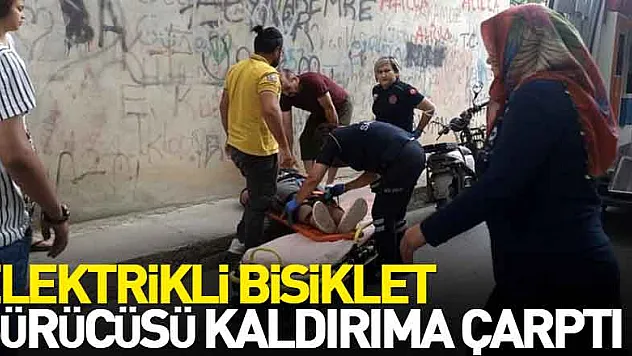 Elektrikli bisiklet sürücüsü kaldırıma çarptı