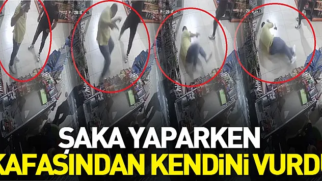 Markette kurusıkı tabancayla şaka yaparken kafasından kendini vurdu