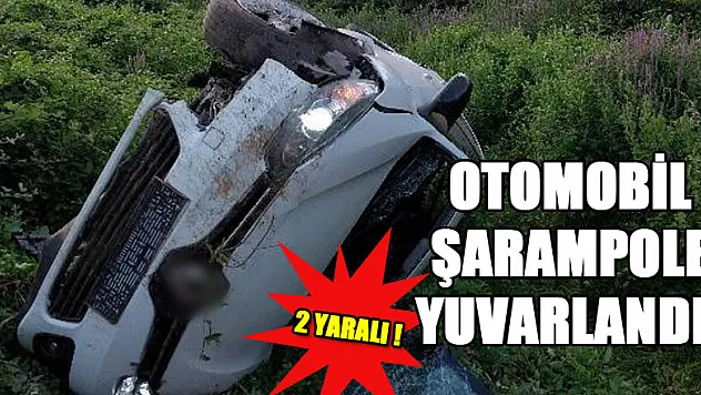 Cenazeye yolunda otomobil şarampole yuvarlandı: 2 yaralı