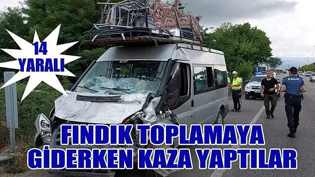 Fındık toplamaya giden ailelerin bulunduğu minibüs tırla çarpıştı: 14 yaralı