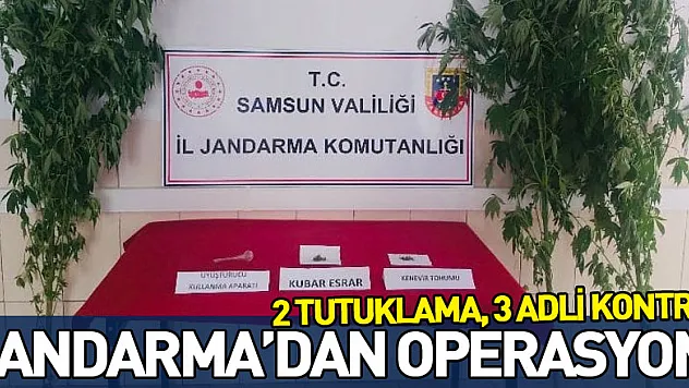 Jandarma'dan operasyon 2 tutuklama, 3 adli kontrol